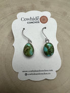 Eugene Gruber Sonoran Turquoise Earrings — 1 1/4" × 3/8" - Cowhide and Conchos