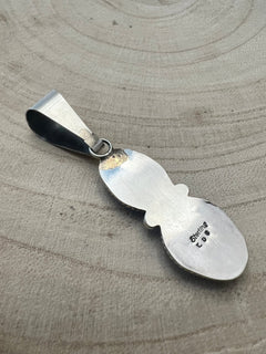 Eugene Gruber Turquoise & Sterling Silver Pendant - Cowhide and Conchos