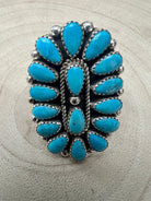 Eunise Wilson Turquoise & Sterling Silver Ring Size 8 - Cowhide and Conchos