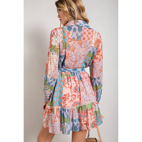 Flower Print Long Sleeve Dress