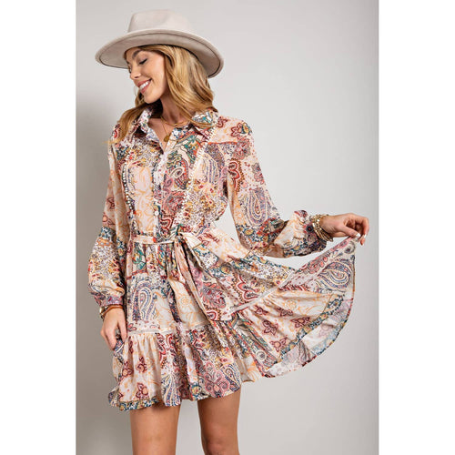 Flower Print Long Sleeve Dress