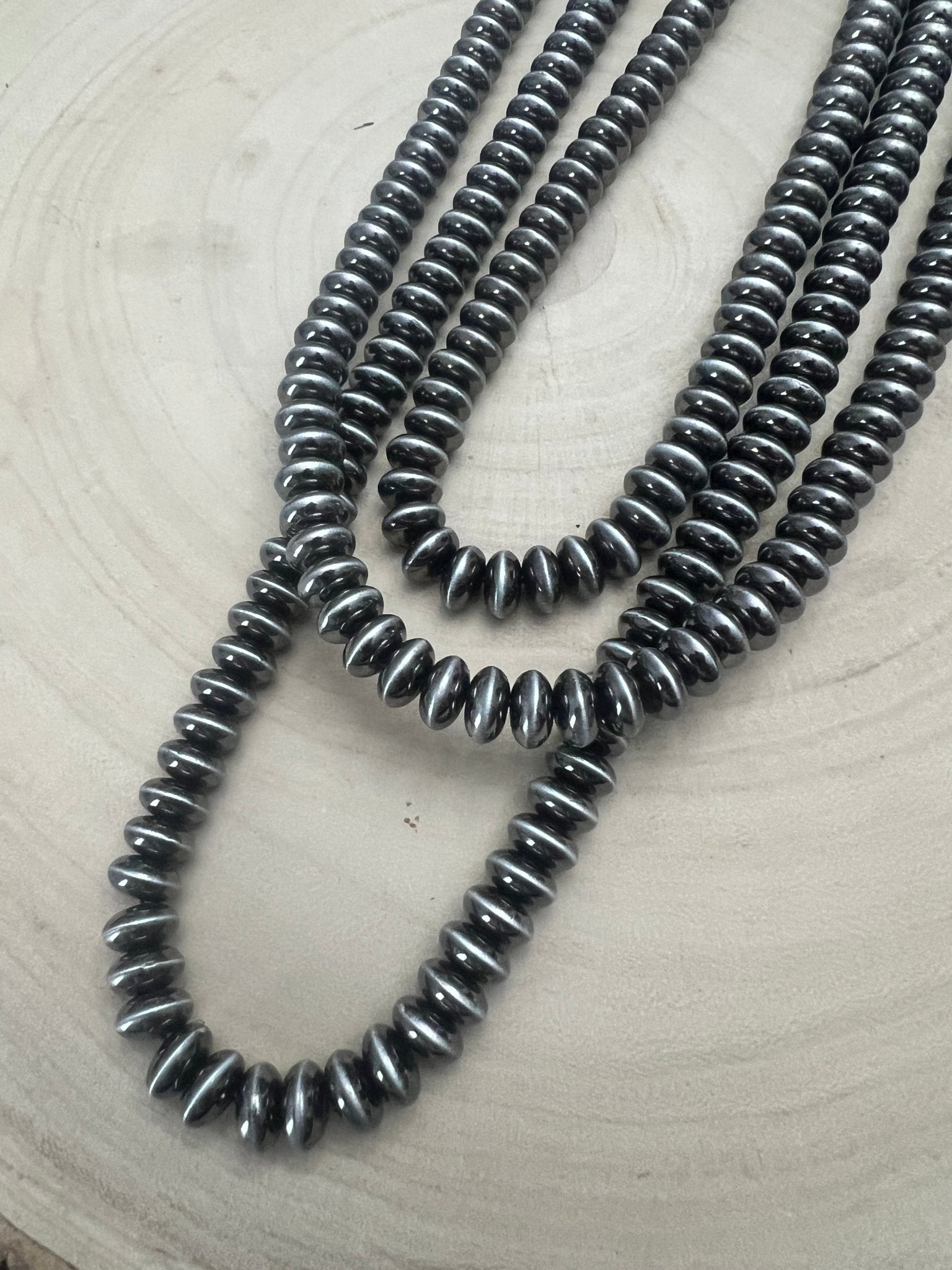 Fashion 3 Strand Saucer Pearl Necklace - Cowhide and Conchos
