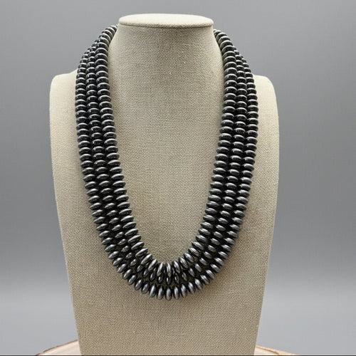 Fashion 3 Strand Saucer Pearl Necklace - 22 inch + 3 - Cowhide and Conchos