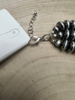 Fashion 3 Strand Saucer Pearl Necklace - 22 inch + 3 - Cowhide and Conchos