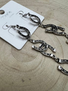 Fashion Horseshoe Dangle Earrings - 3 1/2 inch drop - Cowhide and Conchos