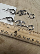 Fashion Horseshoe Dangle Earrings - 3 1/2 inch drop - Cowhide and Conchos