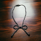 Faux Bow Necklace - Cowhide and Conchos