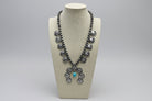 Faux Buffalo Coin Squash Blossom & Earring Set - Cowhide and Conchos