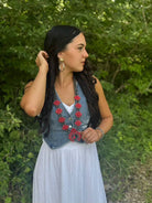 Faux Coral Long Squash Blossom Statement Necklace - 32 inch necklace - Cowhide and Conchos