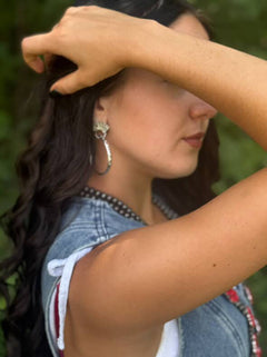Faux Coral Long Squash Blossom Statement Necklace - 32 inch necklace - Cowhide and Conchos