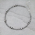 Faux Graduated Pearl Choker Necklace - 12 inch + 3 - Cowhide and Conchos