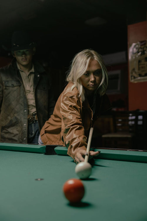 Faux Leather Moto Jacket - Cowhide and Conchos