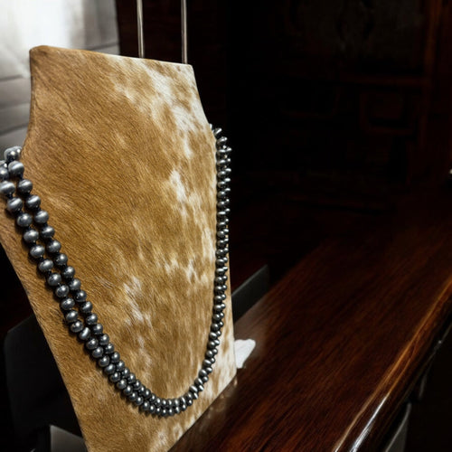 Faux Pearl Necklace - 60 inch! - Cowhide and Conchos