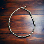 Faux Silvertone Pearl Style Bead Choker - 4mm - Cowhide and Conchos