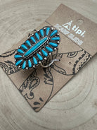 Faux Turquoise Cluster Wild Rag Scarf Slide - Cowhide and Conchos