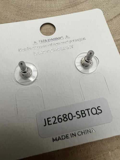 Faux Turquoise Concho Post Earrings - 3/4 inch drop - Cowhide and Conchos