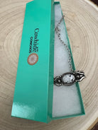 Faux White Buffalo Bar Necklace - 18 inch + 3 - Cowhide and Conchos
