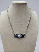 Faux White Buffalo Bar Necklace - 18 inch + 3 - Cowhide and Conchos