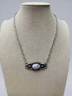 Faux White Buffalo Bar Necklace - 18 inch + 3 - Cowhide and Conchos