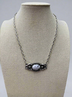 Faux White Buffalo Bar Necklace - 18 inch + 3 - Cowhide and Conchos