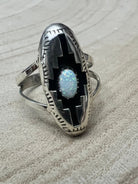Felix Perry Navajo Handmade Opal Shadowbox Ring - Cowhide and Conchos