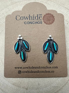 Fernando Othole Turquoise Post Earrings - Cowhide and Conchos
