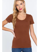 Fitted Basic Scoop Neck Tee - Cowhide and Conchos