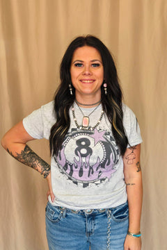Flaming 8 Ball T-shirt - Cowhide and Conchos