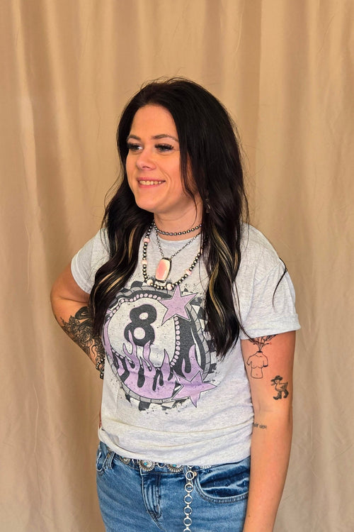 Flaming 8 Ball T-shirt - Cowhide and Conchos