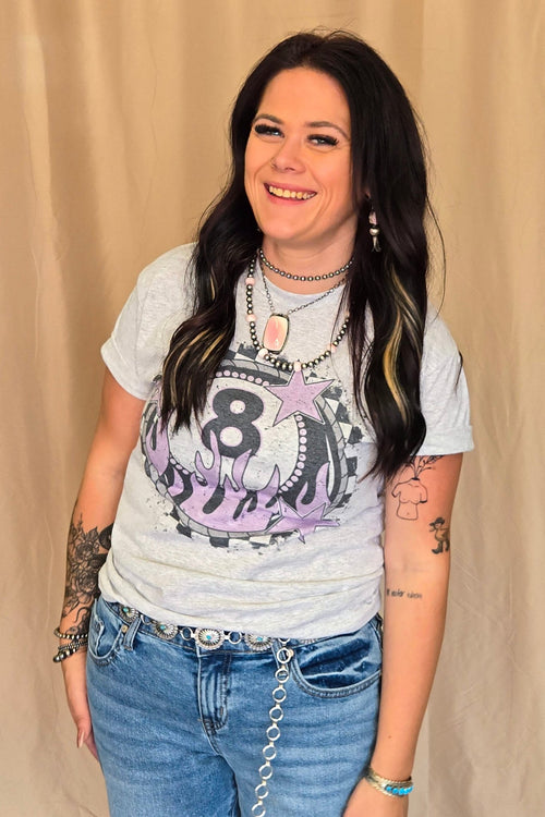 Flaming 8 Ball T-shirt - Cowhide and Conchos