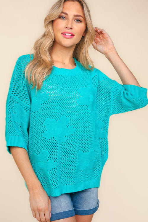 Floral Crochet Sweater Top - Cowhide and Conchos