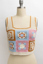 Floral Mosaic Crochet Top - Cowhide and Conchos