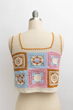Floral Mosaic Crochet Top - Cowhide and Conchos