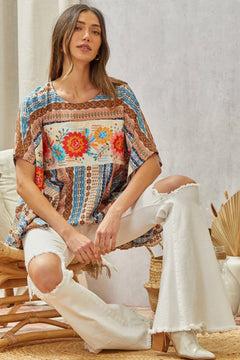 Floral Poncho Top - Small/Medium remaining - Cowhide and Conchos