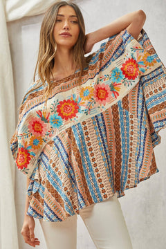 Floral Poncho Top - Small/Medium remaining - Cowhide and Conchos