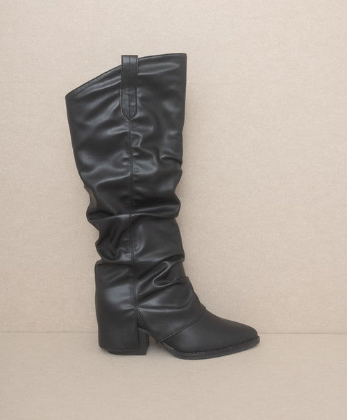 Fold Over Slit Jean Boots - Cowhide and Conchos