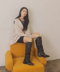 Fold Over Slit Jean Boots - Cowhide and Conchos