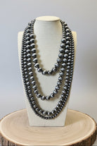 Four Strand Burnished Faux Sterling Pearl Necklace – Western Layered Set2 - Cowhide and Conchos