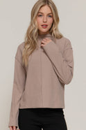 Frontier Brushed Rib Top - Mushroom or White - Cowhide and Conchos