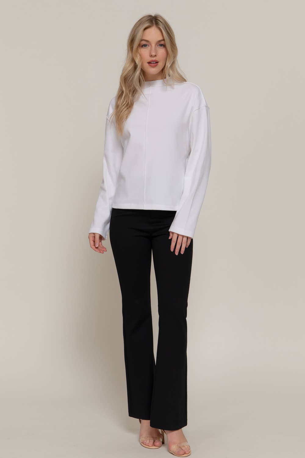 Frontier Brushed Rib Top - Mushroom or White - Cowhide and Conchos
