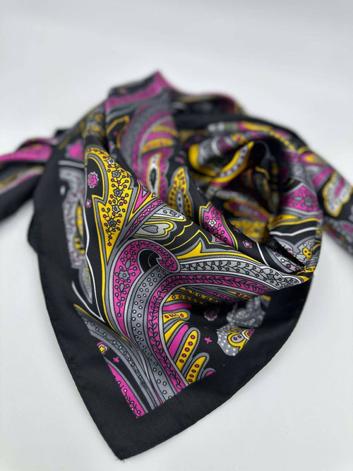 Fuchsia & Gold Bold Wild Rag - Cowhide and Conchos