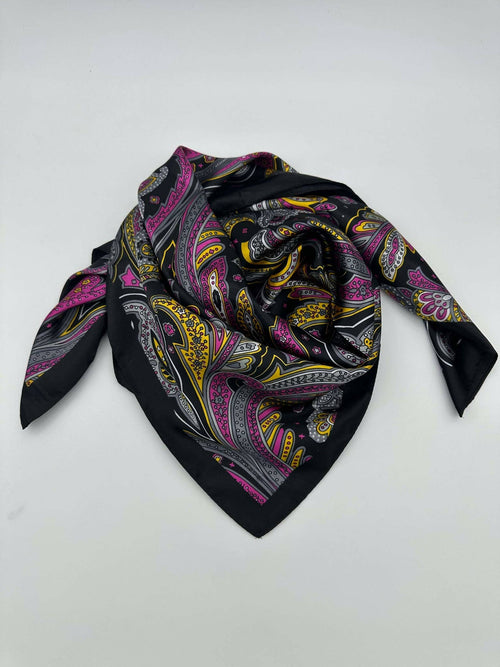 Fuchsia & Gold Bold Wild Rag - Cowhide and Conchos