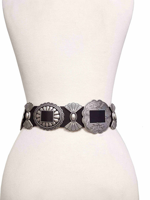 Fully Packed Concho Wide - Width Western Belt - Cowhide and Conchos
