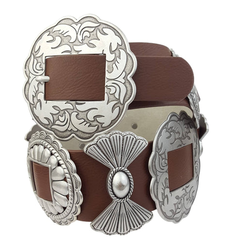 Fully Packed Concho Wide - Width Western Belt - Cowhide and Conchos