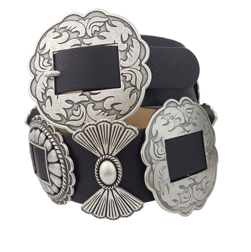 Fully Packed Concho Wide - Width Western Belt - Cowhide and Conchos