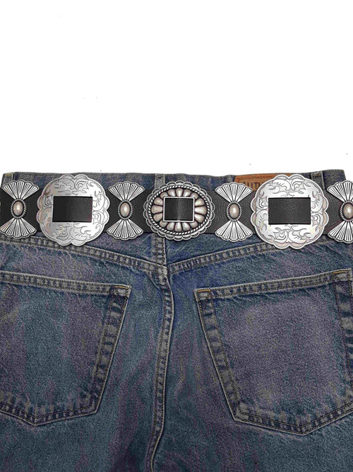 Fully Packed Concho Wide - Width Western Belt - Cowhide and Conchos