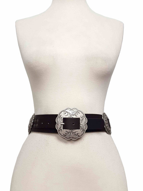 Fully Packed Concho Wide - Width Western Belt - Cowhide and Conchos
