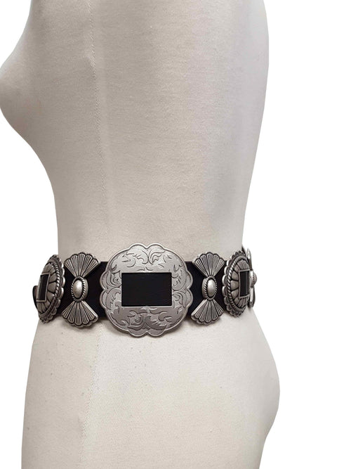 Fully Packed Concho Wide - Width Western Belt - Cowhide and Conchos
