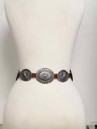 Genuine Distressed Leather Concho Belt with Faux Turquoise - Cowhide and Conchos