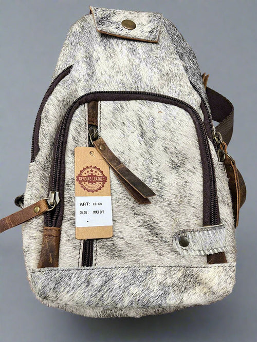 Genuine Hair on Hide Sling Bag - Cowhide and Conchos